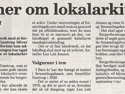 Klip fra Horsens Folkeblad om Lokalarkiv 2-8-05
